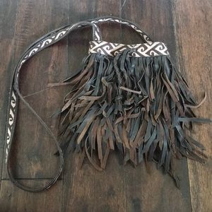 Lucky Brand Leather bucket cross body bag.